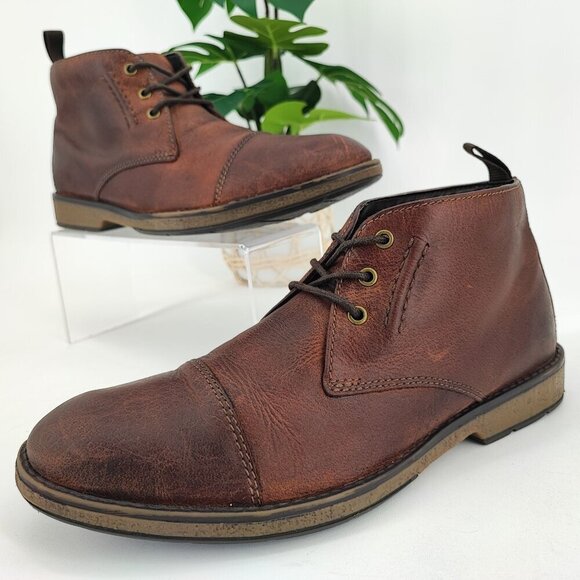 Clarks Men's Hinman Brown Leather Chukka Boot Size 8.5M - Picture 1 of 8